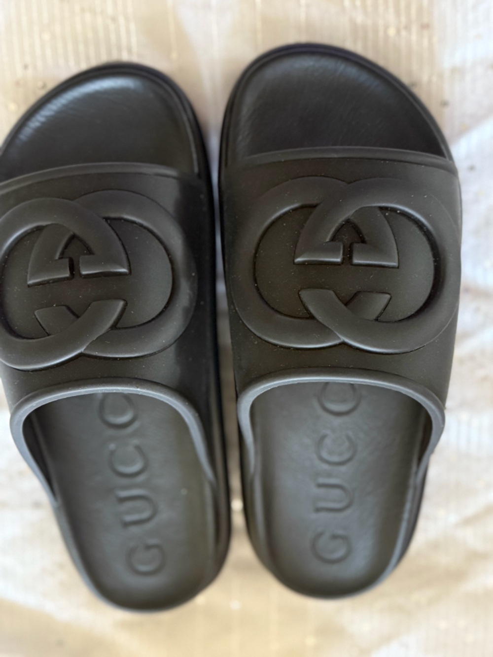 Gucci Black Interlocking GG Slide Sandals